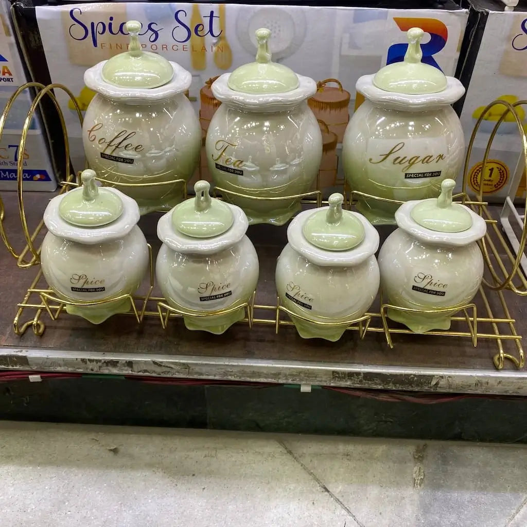 7-piece porcelain spice set - (Model LC01)