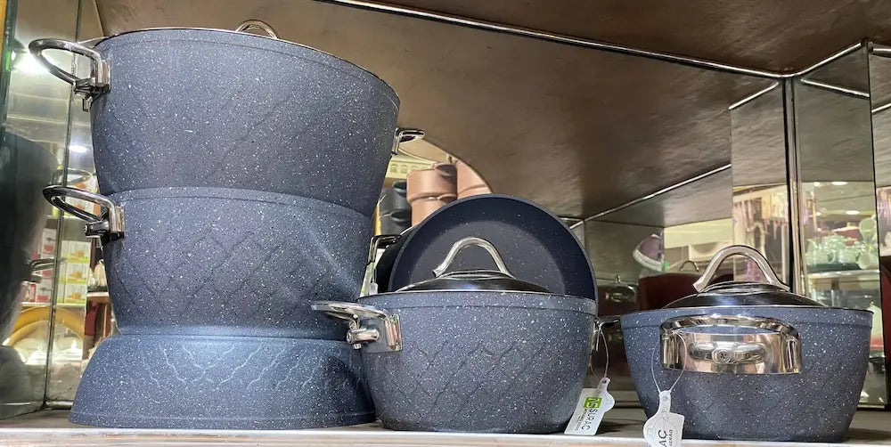 Turkish Martev Granite Cookware Set, 12 Pieces, Navy Blue