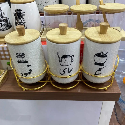 3-piece porcelain kitchen organizer set - (Model LC14)