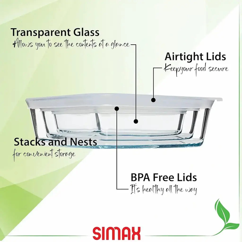 3-piece Square Refrigerator Set with Silicone Lid, Classic Czech