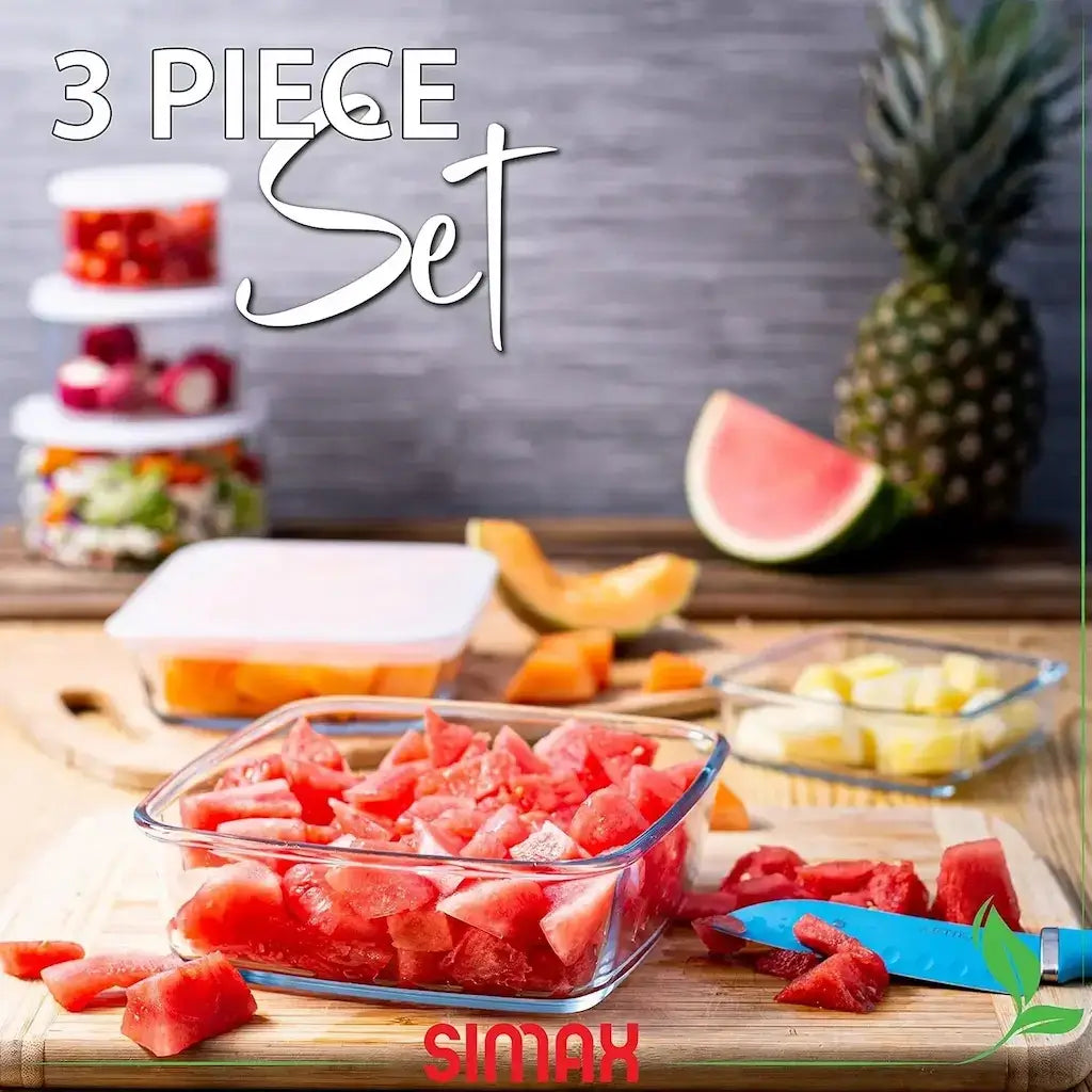 3-piece Square Refrigerator Set with Silicone Lid, Classic Czech