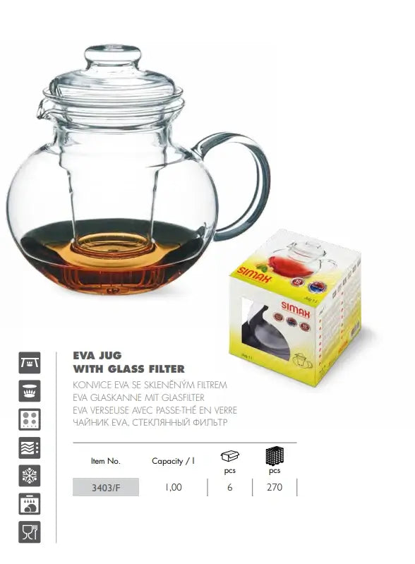 Czech Glass-in-Glass Thermal Carafe with Filter, 1.5 Liter