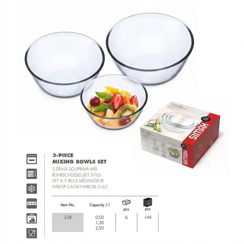 3-piece Czech mix bowl heat-resistant salad bowl set