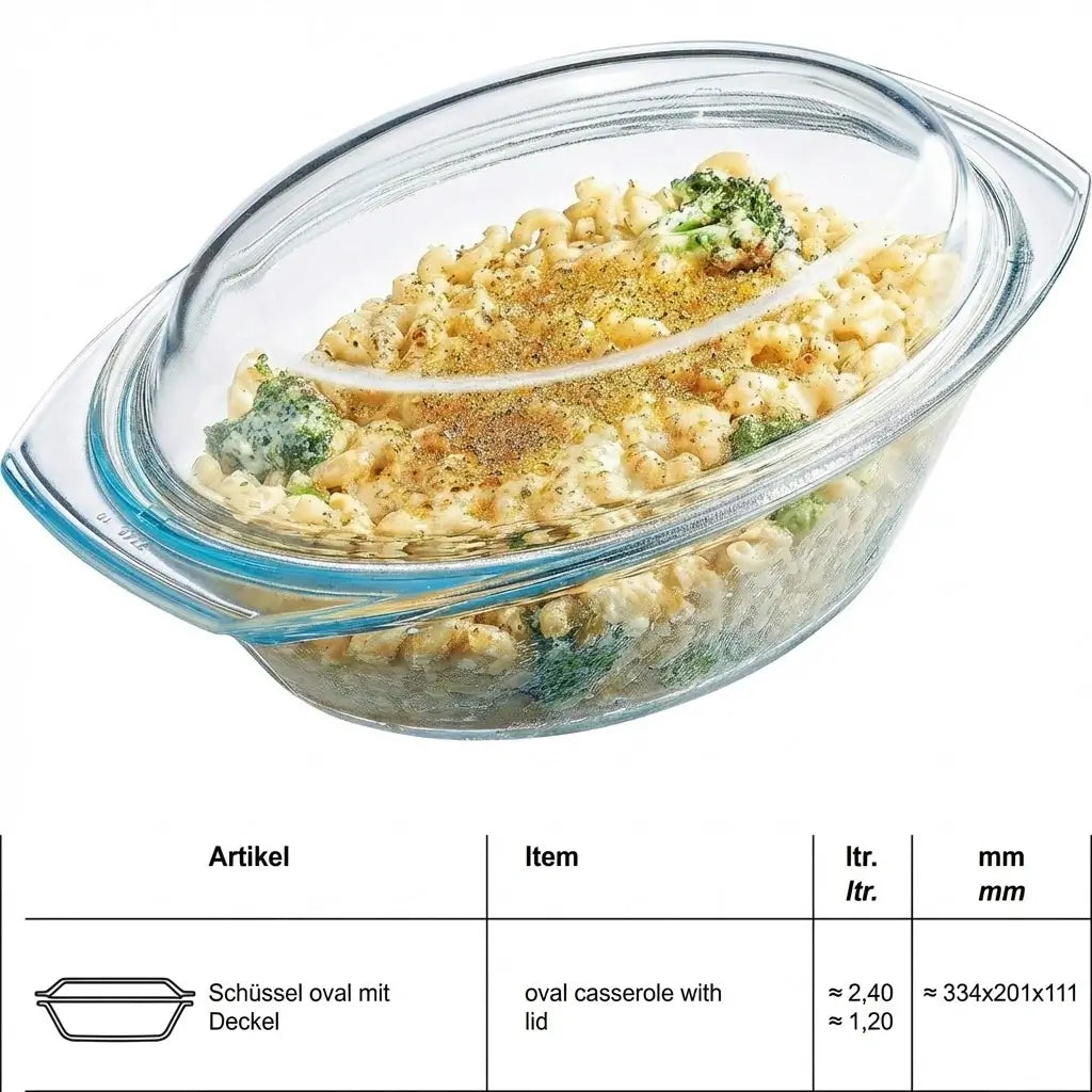 Classic Czech Oval Casserole Dish with Lid, 2.4 Liter
