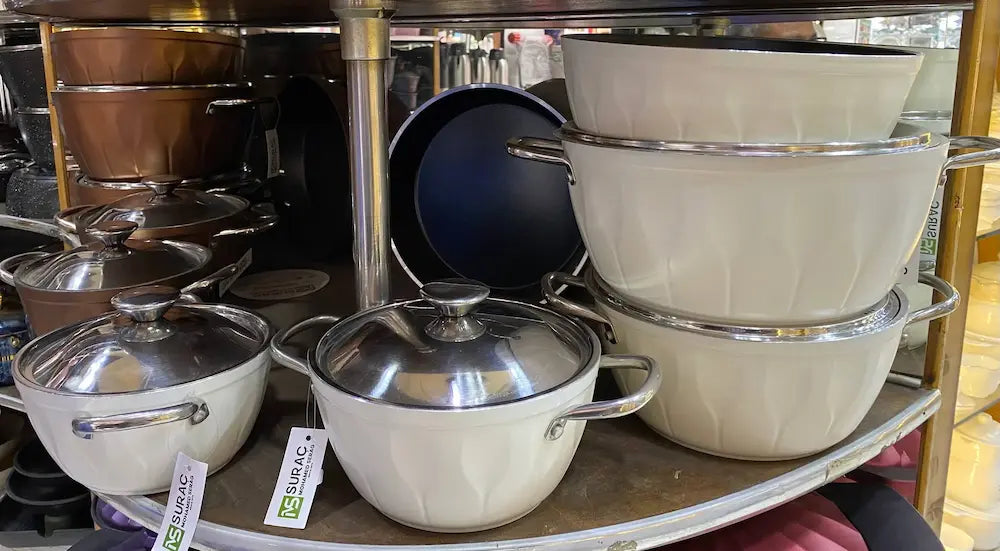 Martif Turkish Titanium Cookware Set 12 Pieces, Cream