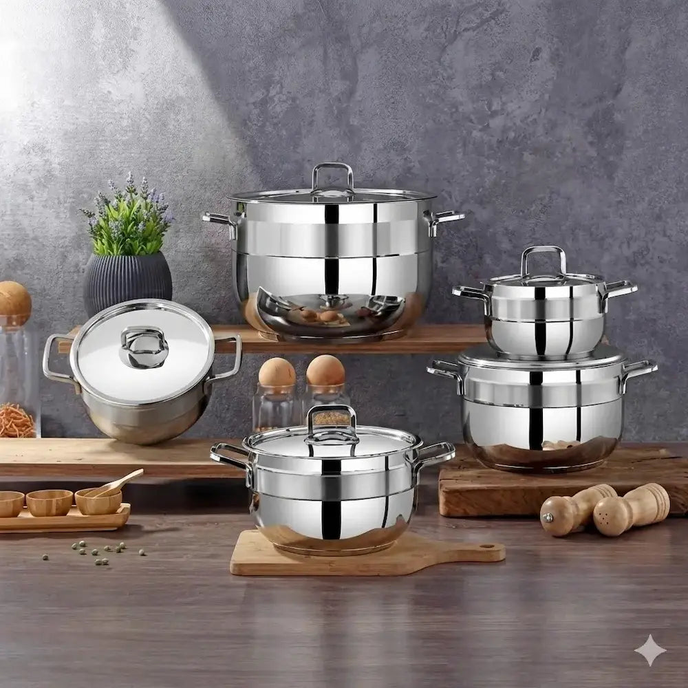 Yonca Turkish Stainless Steel Set, 10 Pieces