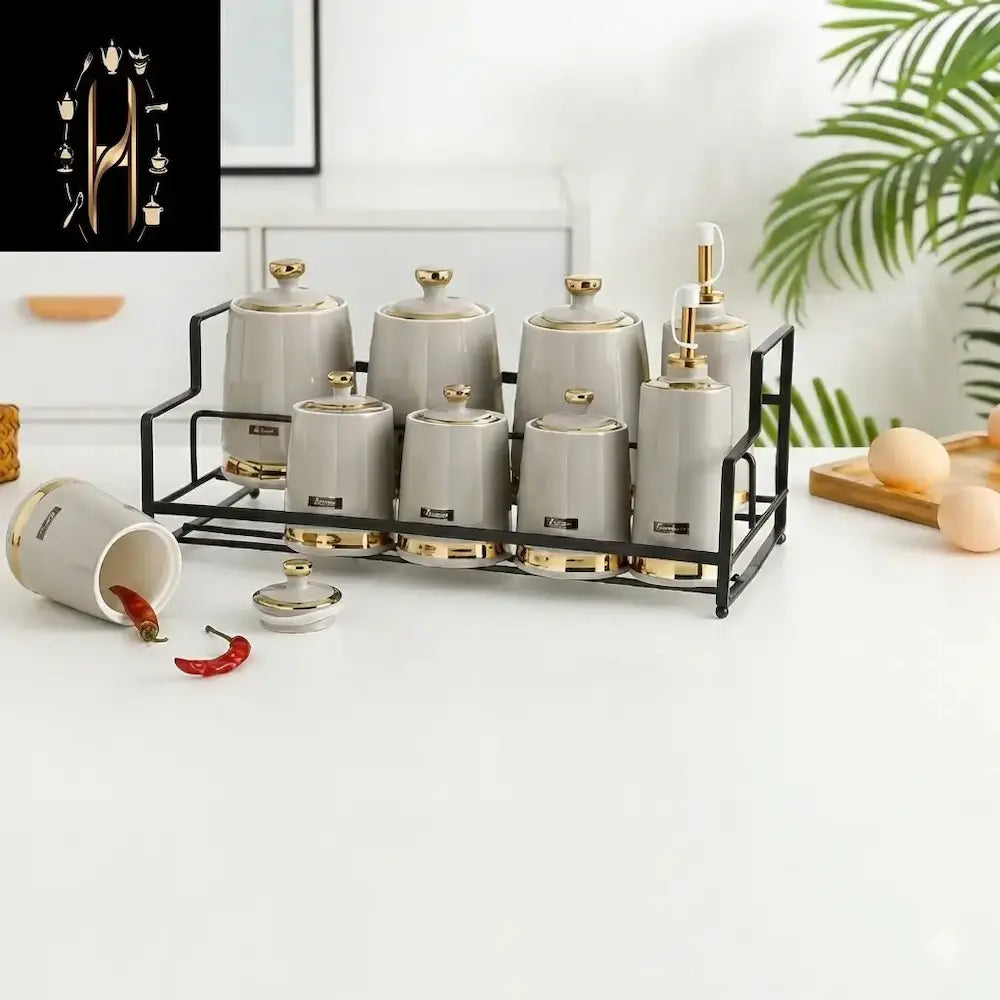 9-Piece Porcelain Spice Jar Set - Model (3)