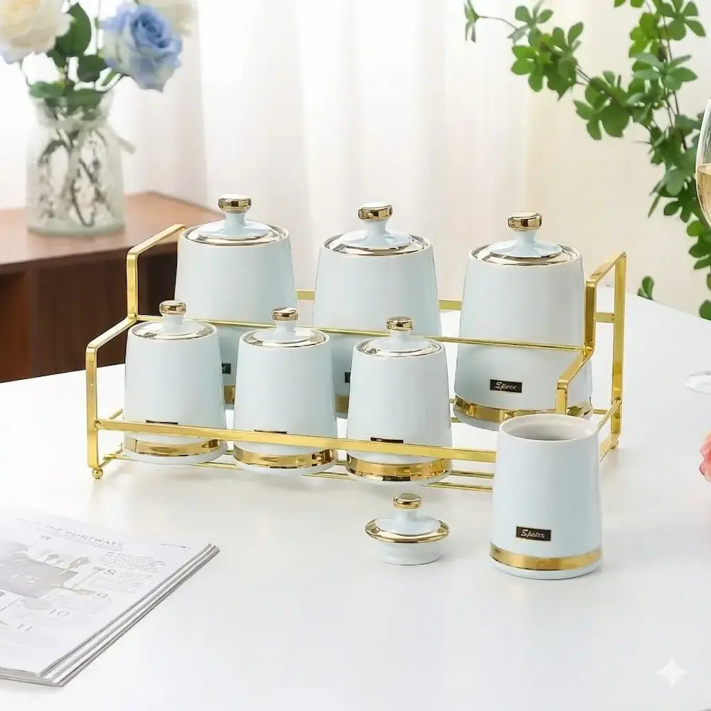 7-piece porcelain spice jar set, Model (4)