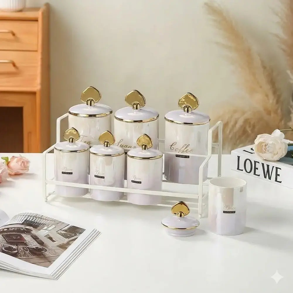 7-piece porcelain spice jar set, Model (11)