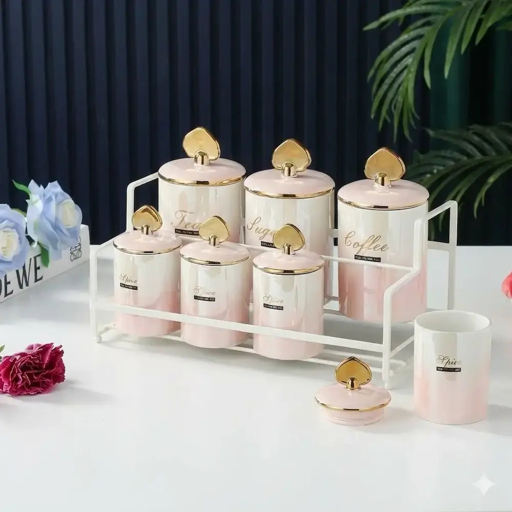 7-piece porcelain spice jar set, model (10)
