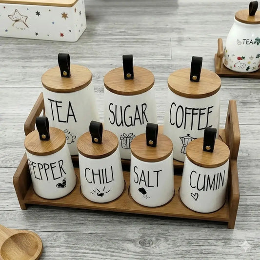 7-piece porcelain spice set - (Model LC01)