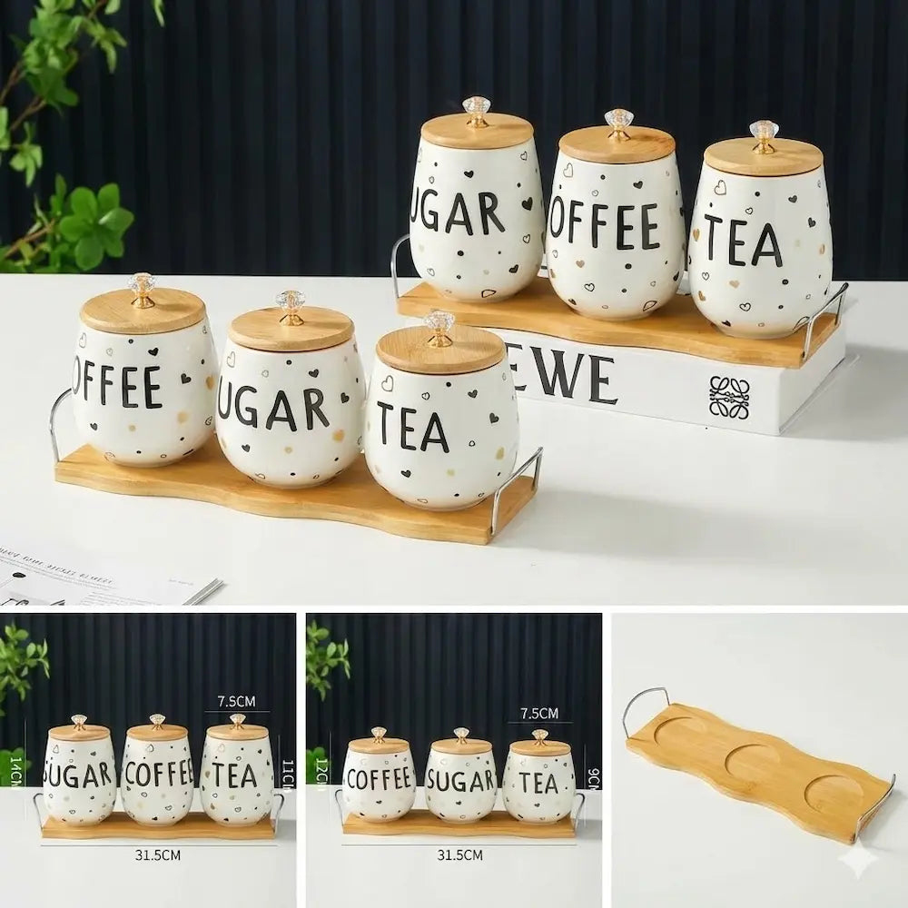 3-Piece Porcelain Kitchen Organizer Set, Model (30)