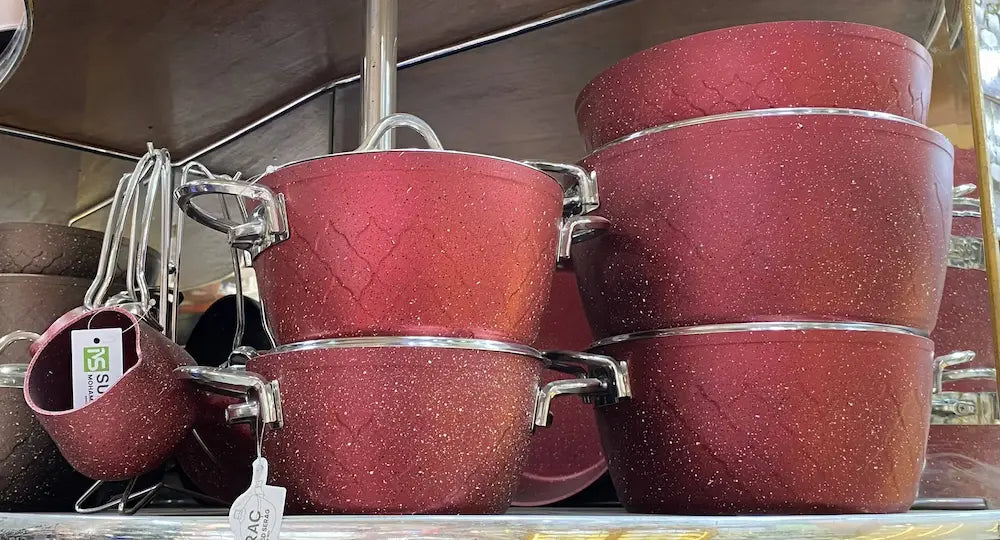 Turkish Martif Granite Cookware Set, 16 Pieces, Maroon