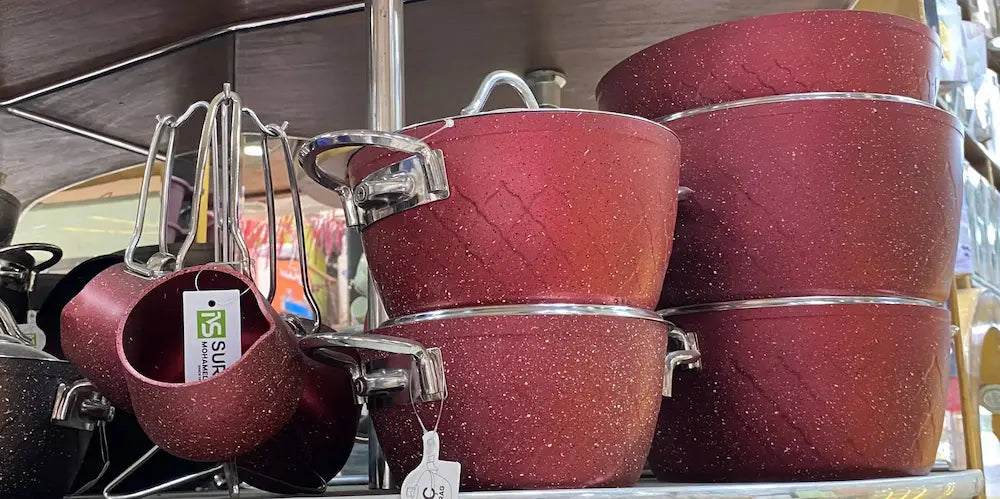 Turkish Martif Granite Cookware Set, 16 Pieces, Maroon