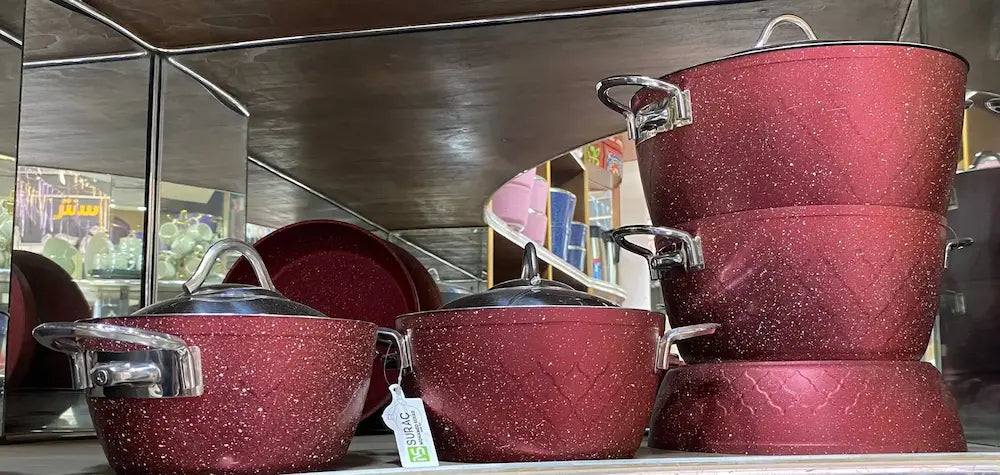 12-Piece Turkish Martife Granite Cookware Set - Red