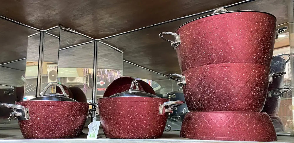 12-Piece Turkish Martife Granite Cookware Set - Red