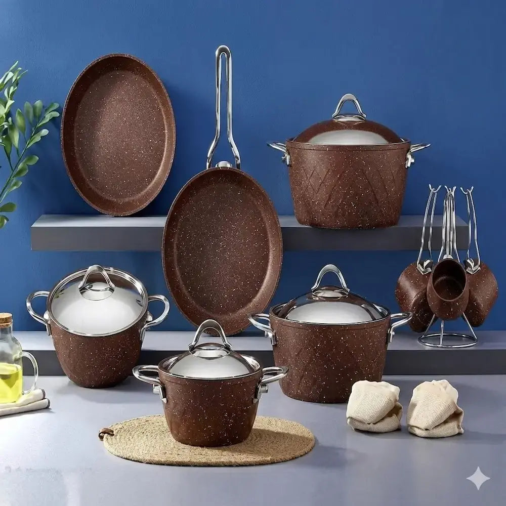 Martif Turkish Granite Set, 16 Pieces, Brown
