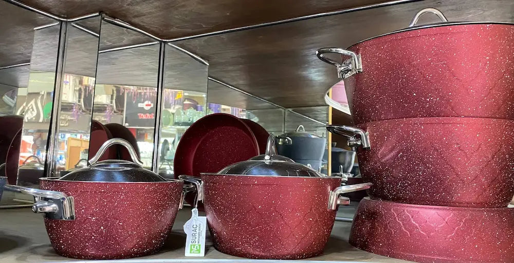 12-Piece Turkish Martife Granite Cookware Set - Red