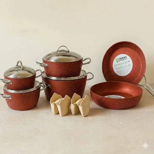 Martif Turkish Granite Set, 12 Pieces, Burgundy