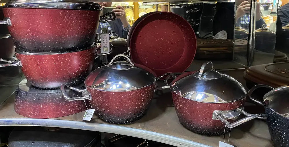 Martif Turkish Granite Set, 12 Pieces, Burgundy