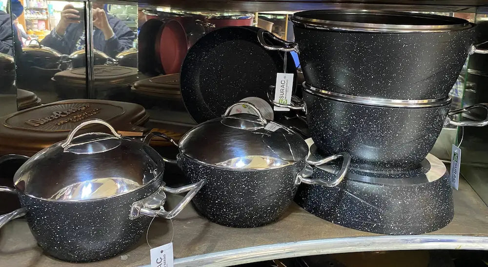 Turkish Martive Granite Cookware Set, 12 Pieces, Black
